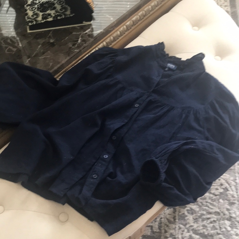 Navy Button-Up Blouse